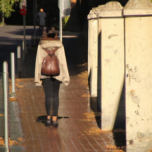 person in an urban environment